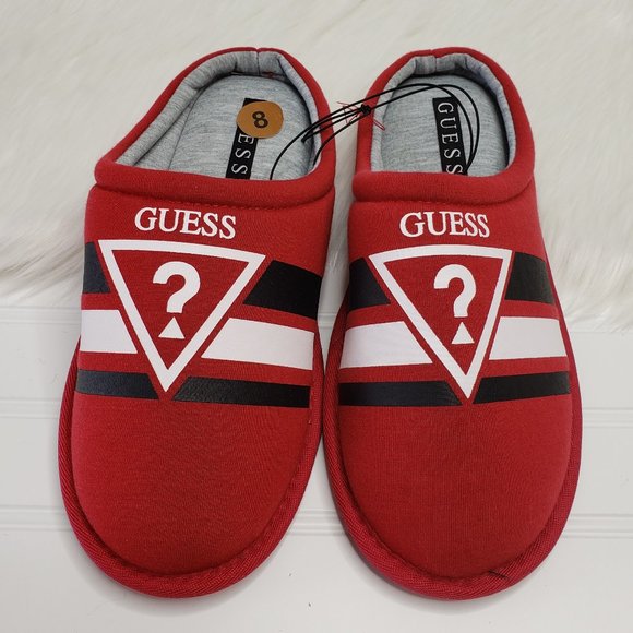 GUESS Men's Slip-On Slippers Red Black White Gray Size 8 - Picture 2 of 5